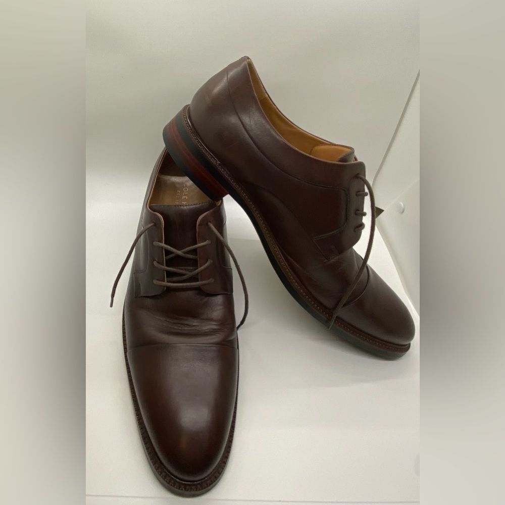 Cole Haan Mens Size 10M Warren Cap Toe Brown Dress Shoes